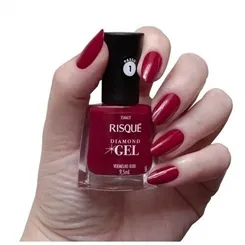 RISQUE ESMALTE DIAMOND GEL VERMELHO RUBI 9,5ML