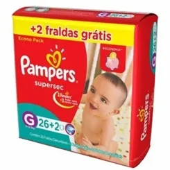 FRALDA PAMPERS PACOTAO G C/26+2UN.SUPERSEC