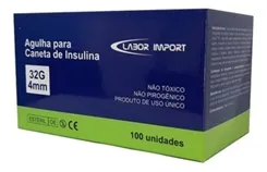 AGULHA P/CANETA INSULINA 32G 5MM C/100 LABOR IMPORT