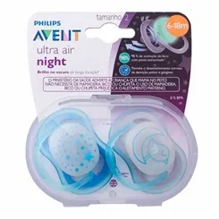 CHUPETA AVENT ULTRA AIR NIGHT C/2 AZUL 6-18M