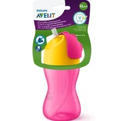 COPO C/CANUDO AVENT 300ML ROSA/AMARELO