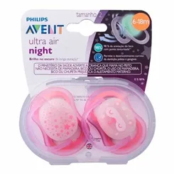 CHUPETA AVENT ULTRA AIR NIGHT C/2 ROSA 6-18M