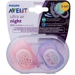 CHUPETA AVENT ULTRA AIR NIGHT C/2 ROSA/ROXO 0-6M