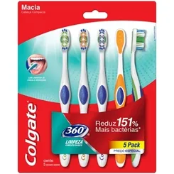 ESCOVA DENT.COLGATE 360 MACIA C/5 PACK