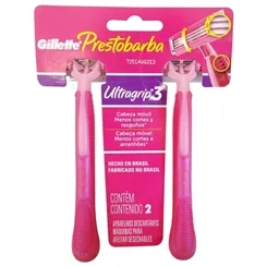 GILLETTE PRESTOBARBA 3 ULTRAGRIP  C/2 FEMININO