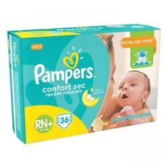 FRALDA PAMPERS CONFORT SEC RN C/36