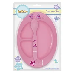 PRATO C/DIVISORIAS E COLHER ISABABY ROSA