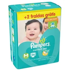 FRALDA PAMPERS CONFORT SEC M C/24+2 GRATIS