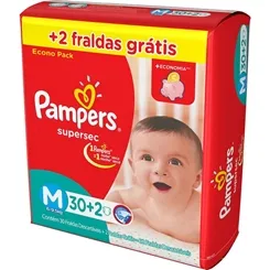 FRALDA PAMPERS PACOTAO M C/30+2UN.SUPERSEC