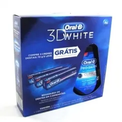 ORAL B 3D WHITE CR DENTAL 70G C/3 +ORAL B PRO SAUDE 250ML