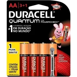 PILHA DURACEL QUANTUM AA C/4